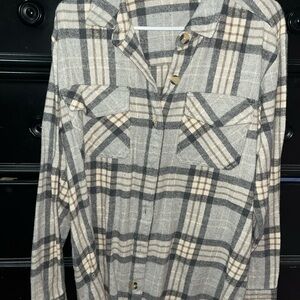 Beachlunchlounge Gray and Cream Checkered Shirt
